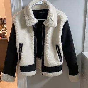 Sherpa/suede coat